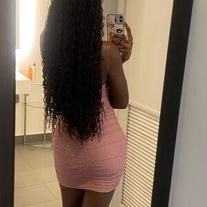 Elegant Pink Spaghetti Strap Dress